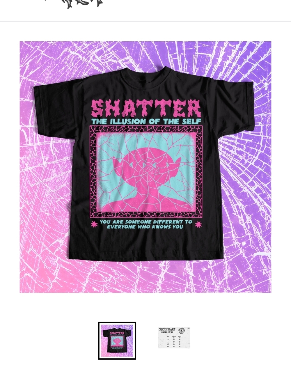 SHATTER The Illusion of the Self Graphic Tee - Black with Pink & Aqua